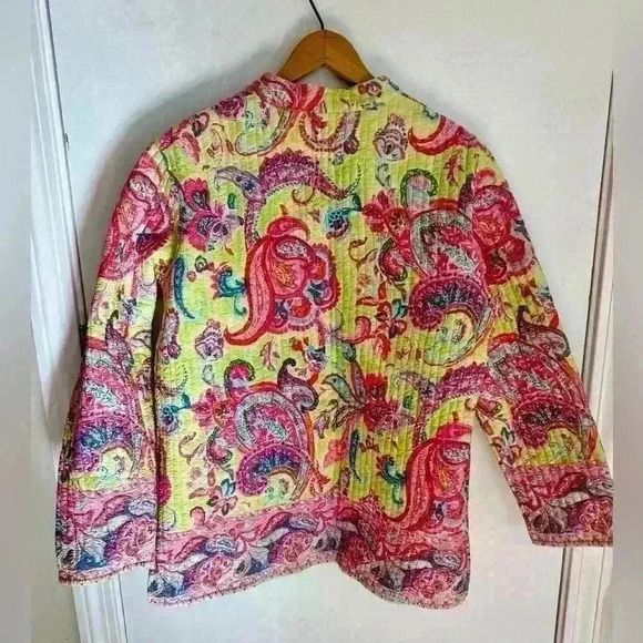 La Cera women’s quilted reversible jacket colorful paisley size medium - Picture 6 of 13